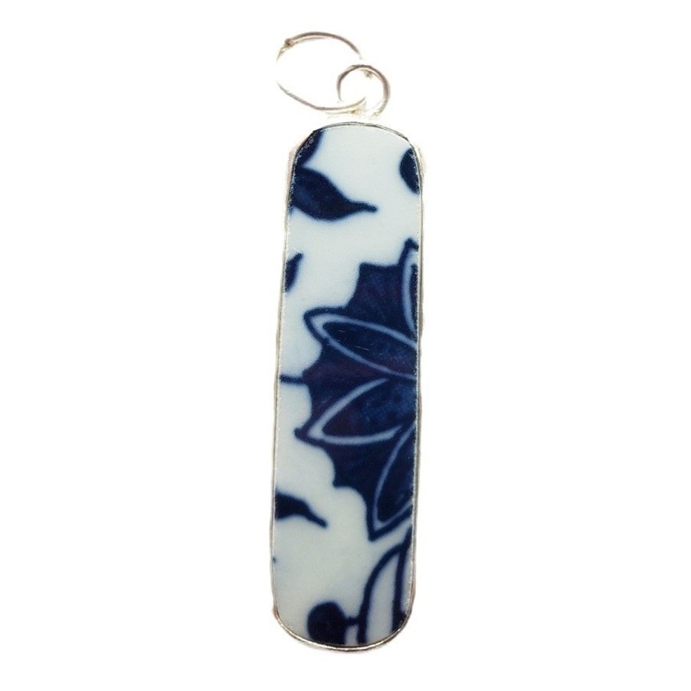 Ginger‎ Jar Jewelry Pendant Blue & White Broken China Repurposed Pottery Shard